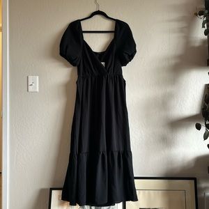Black Chiffon Midi Dress